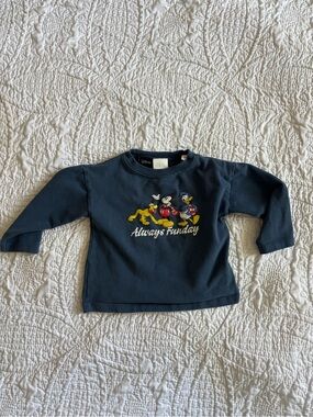 Zara X Disney Navy Long-Sleeve Kids Tee with Mickey/Donald